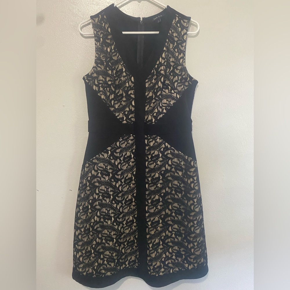 Sami & Jo Black and Cream Patterned Mini Dress